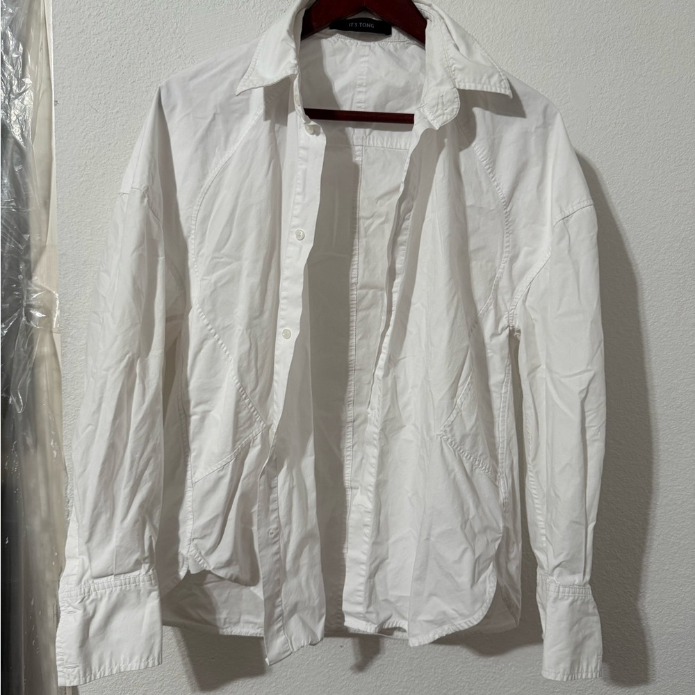 Women's White Button Down Shirt - Picture 3 of 7
